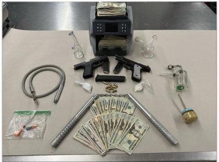 Cash, drug paraphernalia and guns